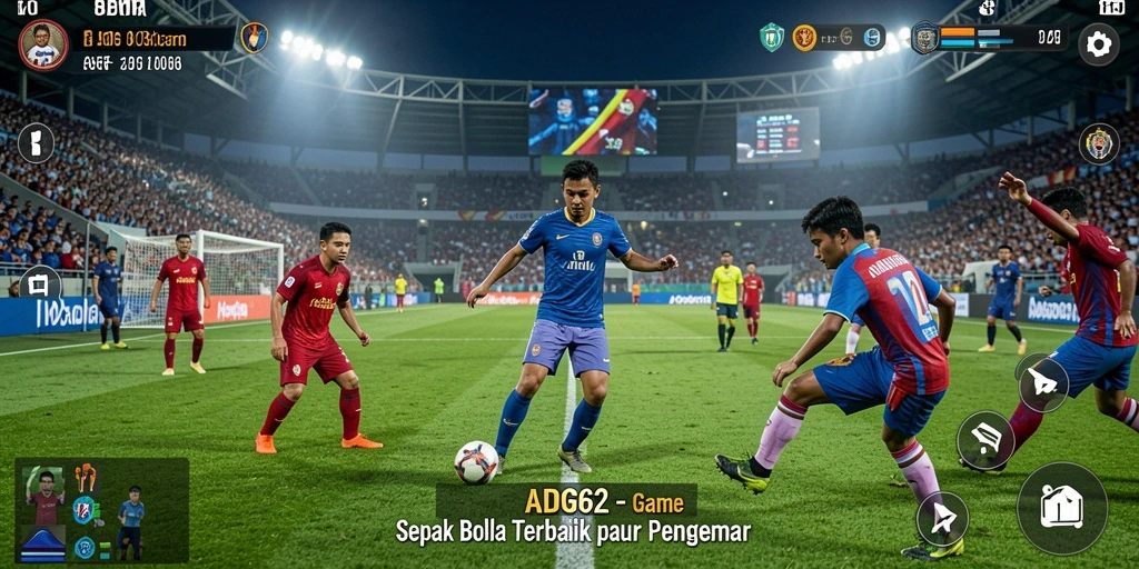 Screenshot ADG62 menampilkan aksi sepak bola yang mendebarkan.