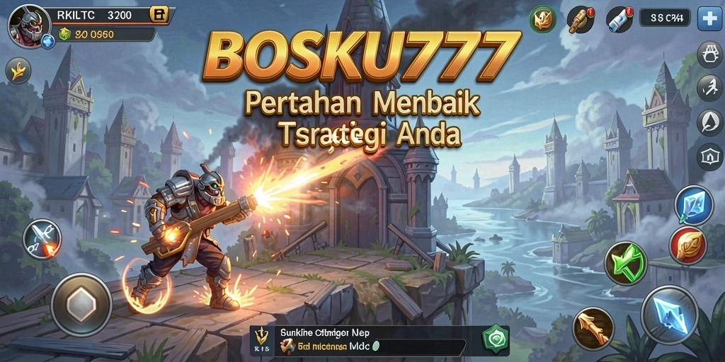 Tampilan menara dan musuh dalam gameplay Tower Defense yang seru.