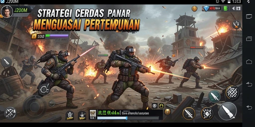 Tangkapan layar menunjukkan aksi pertempuran strategis di J200M.