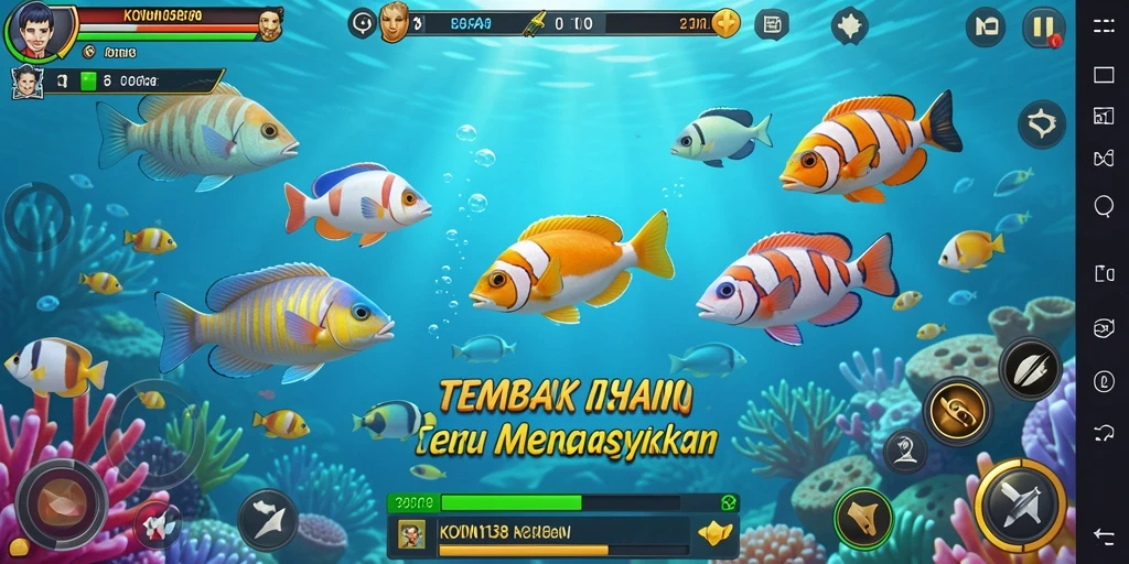 Tampilan gameplay KOIN138 yang menampilkan aksi menembak ikan.