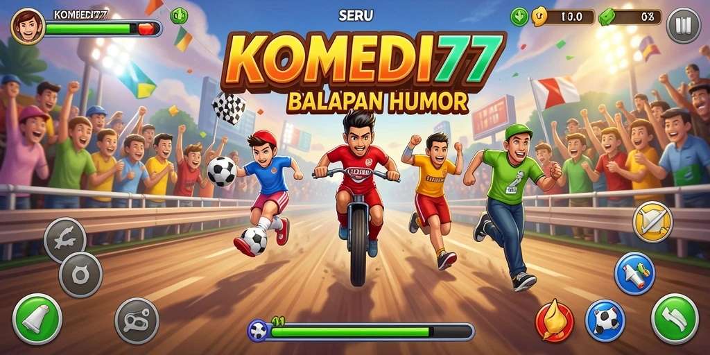 Tampilan gameplay menarik dari KOMEDI77 saat balapan.