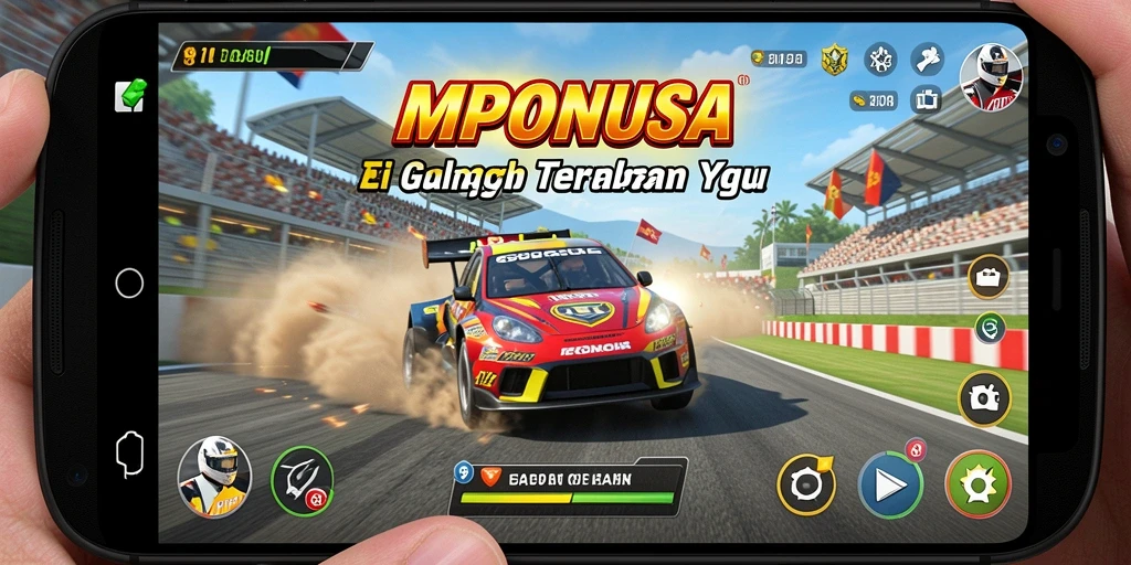 Tampilan gameplay MPONUSA yang mendebarkan saat balapan.