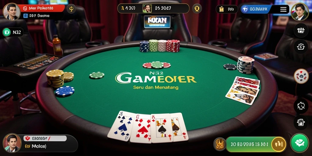 Tampilan gameplay N32 yang seru dan mendebarkan saat bermain poker.