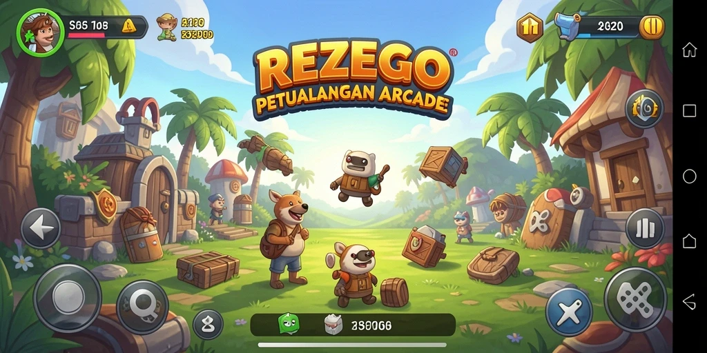 Tampilan gameplay seru dari REZEGO dengan tantangan arcade yang menyenangkan.
