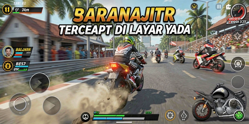 Gameplay mendebarkan dalam balapan motor yang seru.