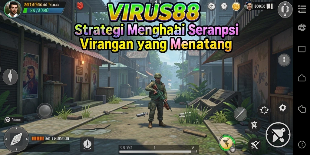 Tampilan gameplay <strong>VIRUS88</strong> yang menegangkan dan penuh strategi.